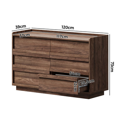 Chest Drawers Walnut Storage 120x39.5x73cm