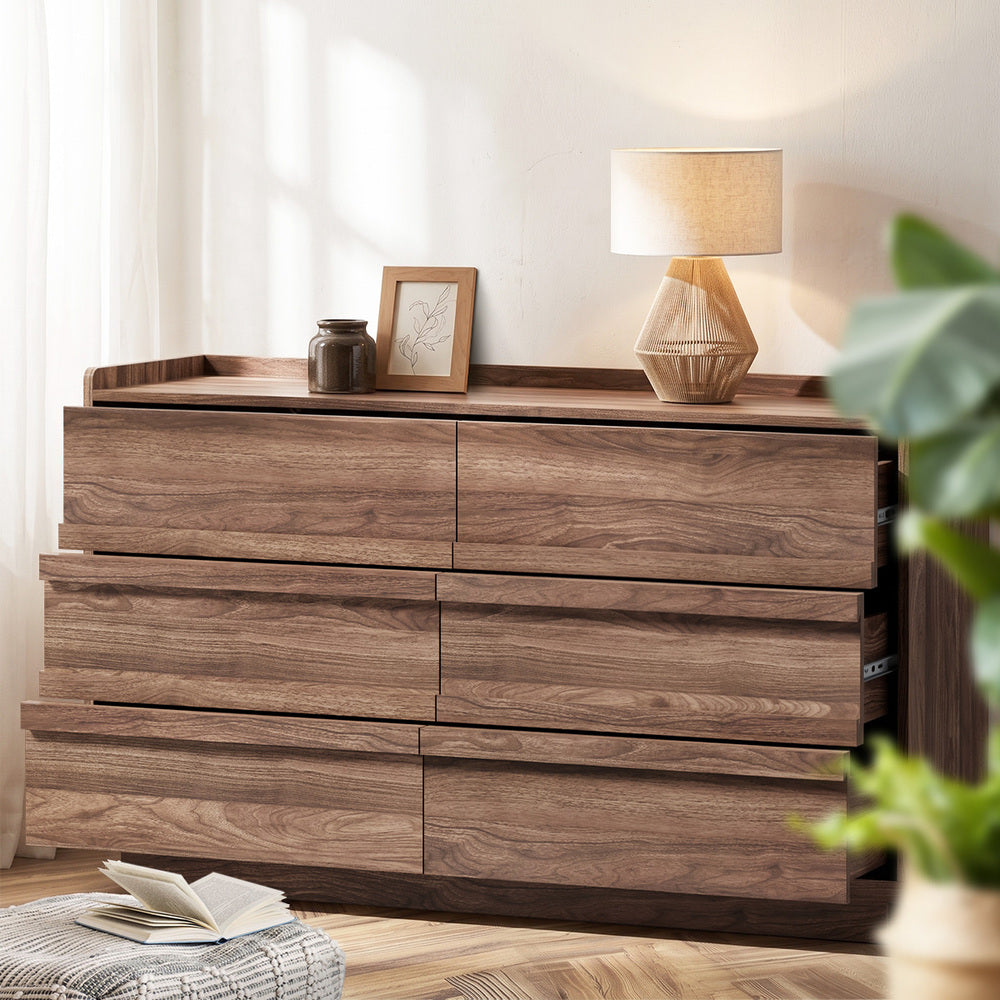 Chest Drawers Walnut Storage 120x39.5x73cm