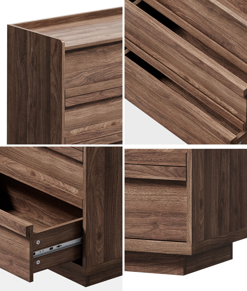 Chest Drawers Walnut Storage 120x39.5x73cm