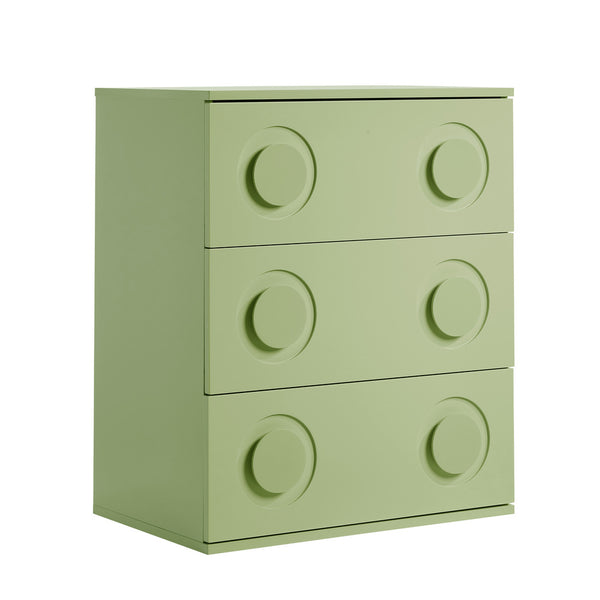  3 Drawer Chest Cabinet Bedroom Dresser Storage Nightstand Green