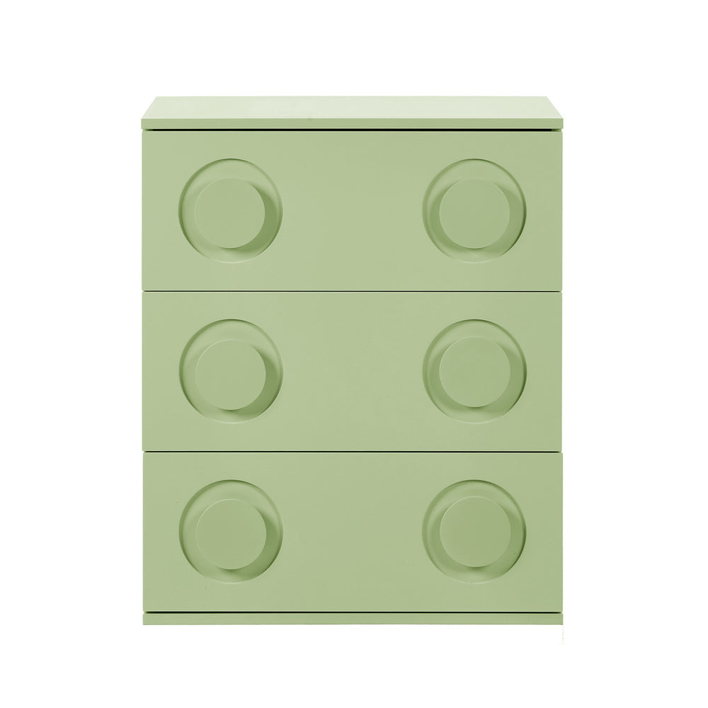 3 Drawer Chest Cabinet Bedroom Dresser Storage Nightstand Green