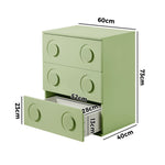 3 Drawer Chest Cabinet Bedroom Dresser Storage Nightstand Green