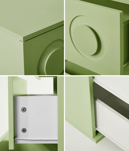 3 Drawer Chest Cabinet Bedroom Dresser Storage Nightstand Green