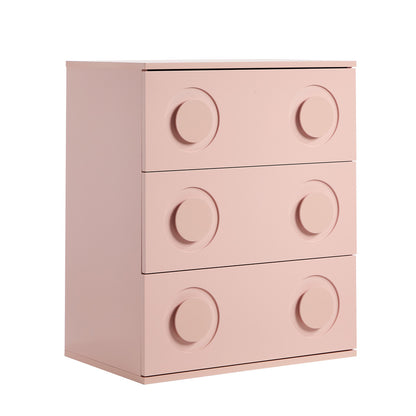 3 Drawer Chest Bedroom Dresser Storage Cabinet Nightstand Pink & White