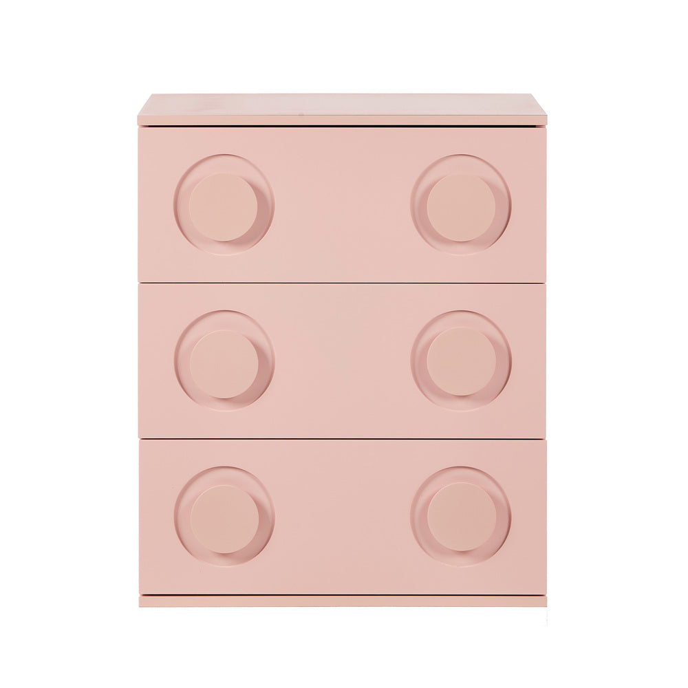 4 Drawer Chest Bedroom Dresser Storage Cabinet Nightstand Pink & White