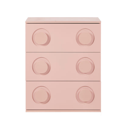 4 Drawer Chest Bedroom Dresser Storage Cabinet Nightstand Pink & White