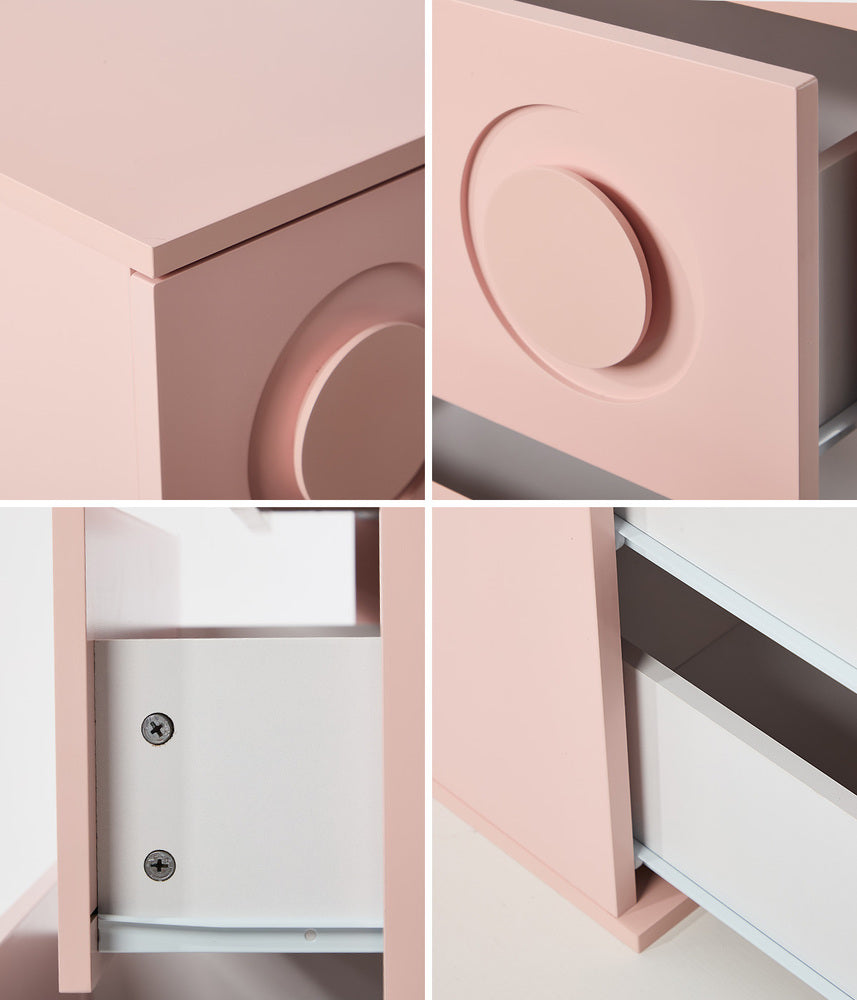 9 Drawer Chest Bedroom Dresser Storage Cabinet Nightstand Pink & White