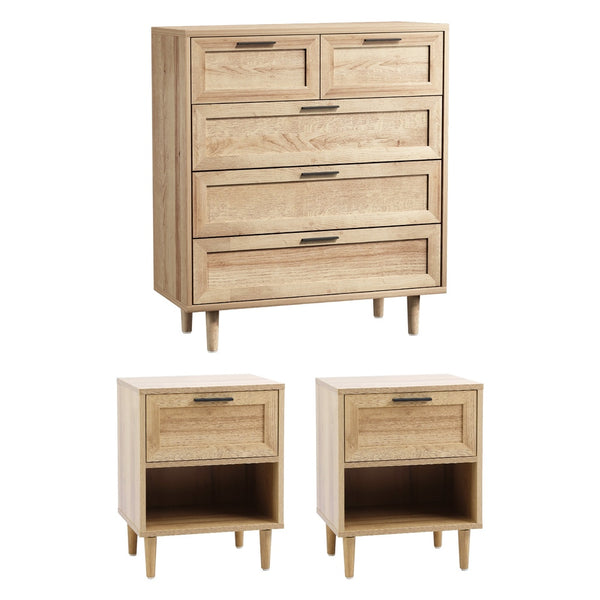  Chest of Drawers and 2 Bedside Tables Bedroom Set