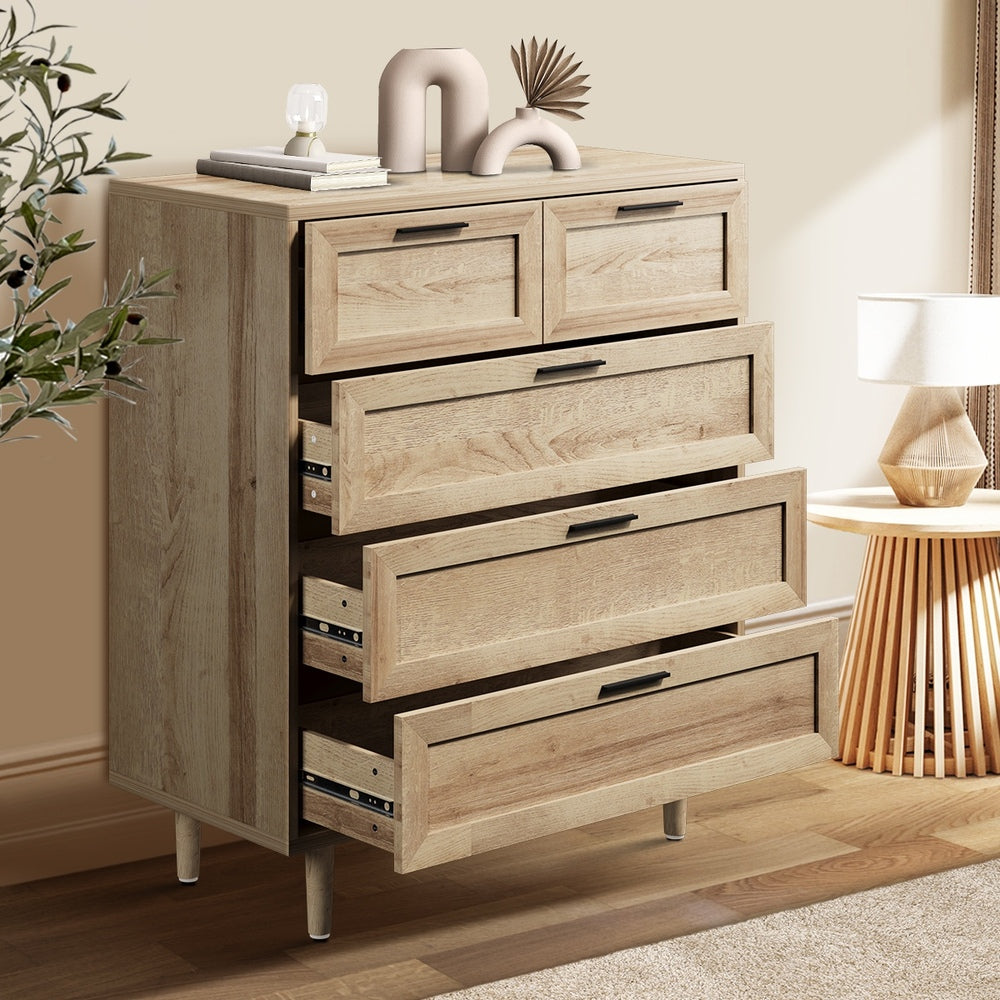 5 Chest of Drawers and 2 Bedside Tables Bedroom Set