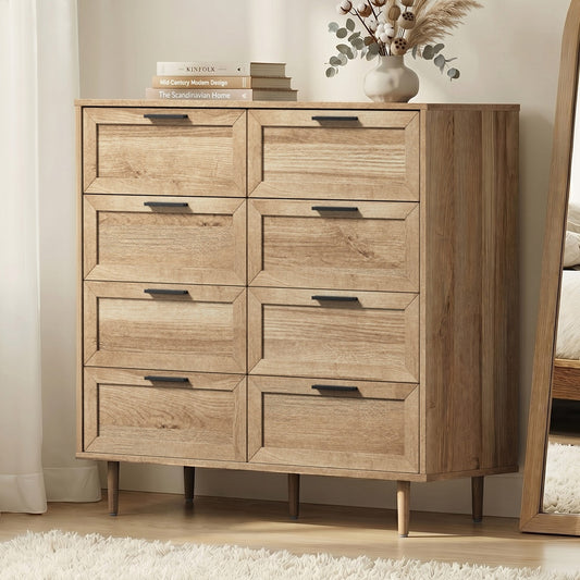 8 Drawer Tallboy Dresser Natural Wood | HomeAndLiving