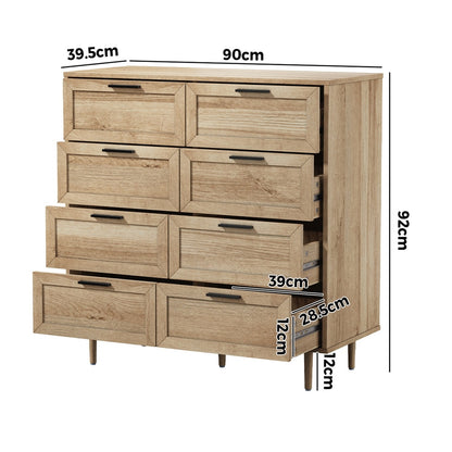 8 Drawer Tallboy Dresser Natural Wood | HomeAndLiving