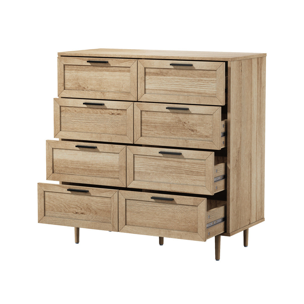 8 Drawer Tallboy Dresser Natural Wood | HomeAndLiving