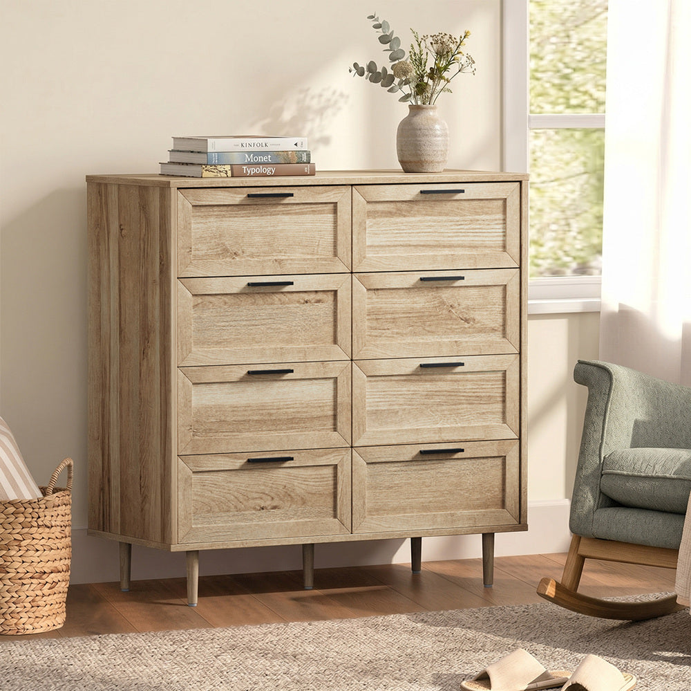8 Drawer Tallboy Dresser Natural Wood | HomeAndLiving