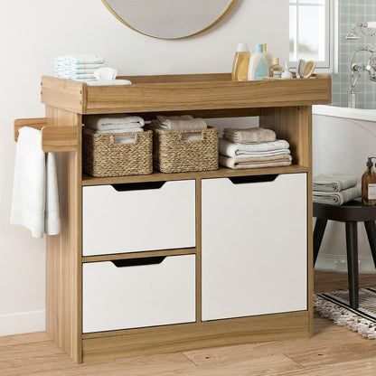 Baby Changing Table Nursery Storage Cabinet With Drawers And Shelves