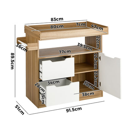 Baby Changing Table Nursery Storage Cabinet With Drawers And Shelves