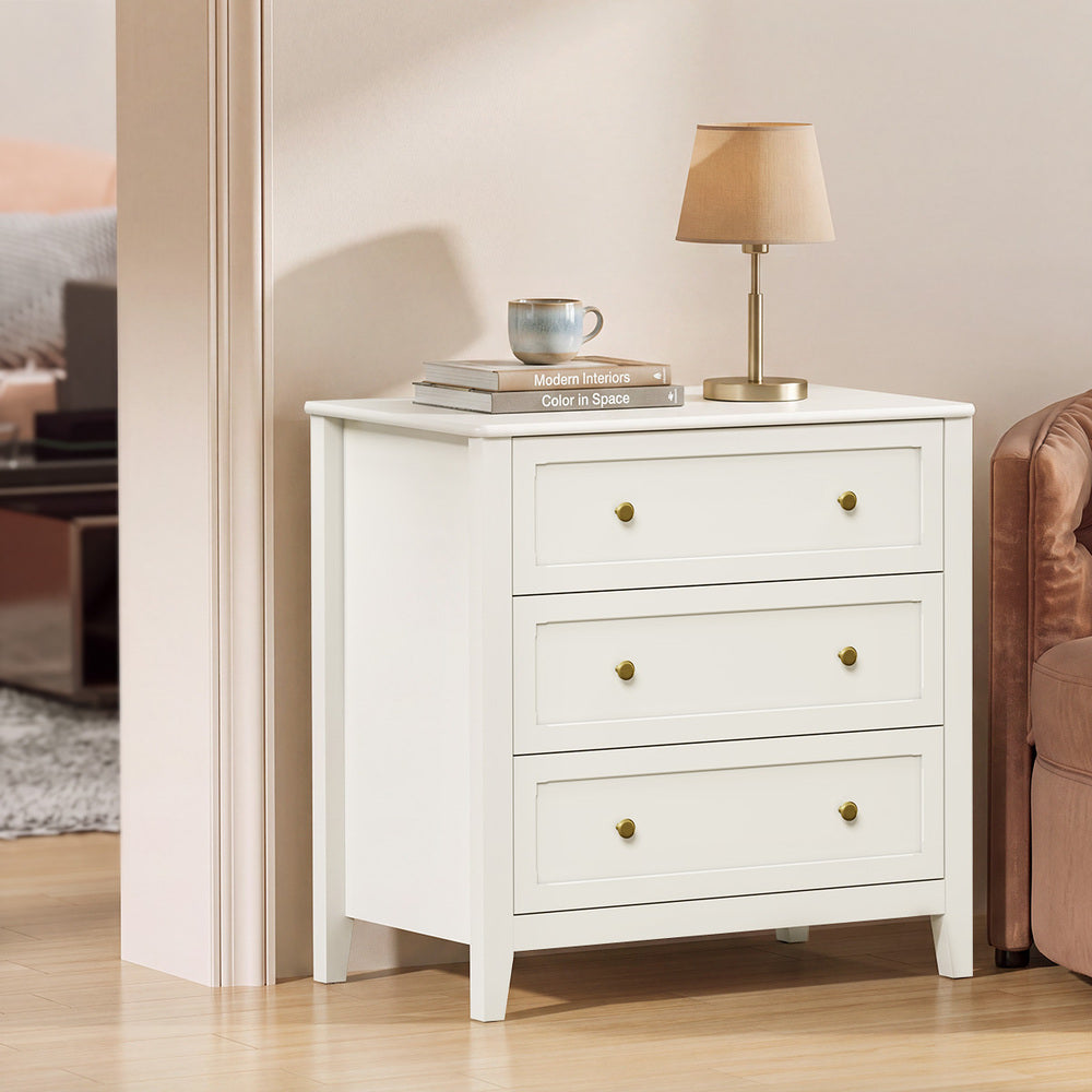 White Chest Of Drawers Metal Handle 80x39.5x75cm
