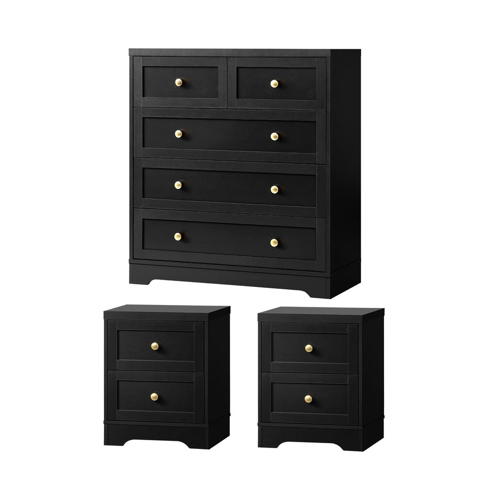 5 Chest of Drawers and 2 Bedside Tables Hamptons Furniture Set