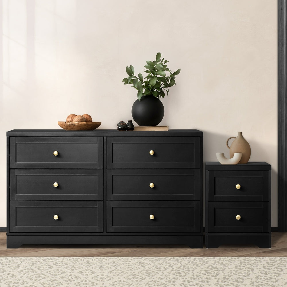 7 Chest of Drawers and 2 Bedside Tables Hamptons Furniture Set