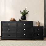 Chest of Drawers and Bedside Table Hamptons Furniture Set Black