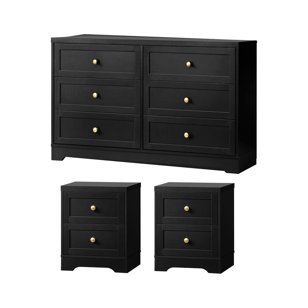 6 Chest of Drawers and 2 Bedside Tables Hamptons Furniture Set