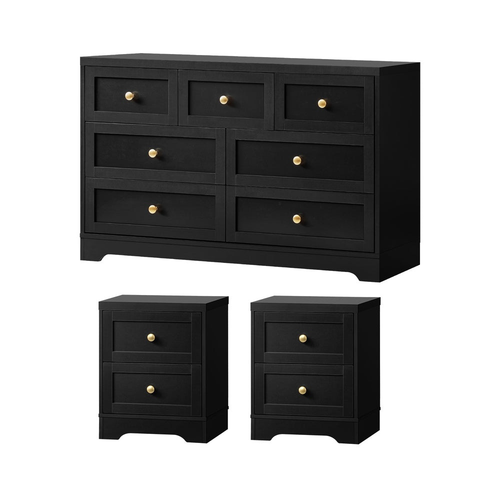 7 Chest of Drawers and 2 Bedside Tables Hamptons Furniture Set