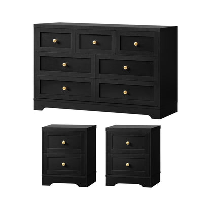 7 Chest of Drawers and 2 Bedside Tables Hamptons Furniture Set
