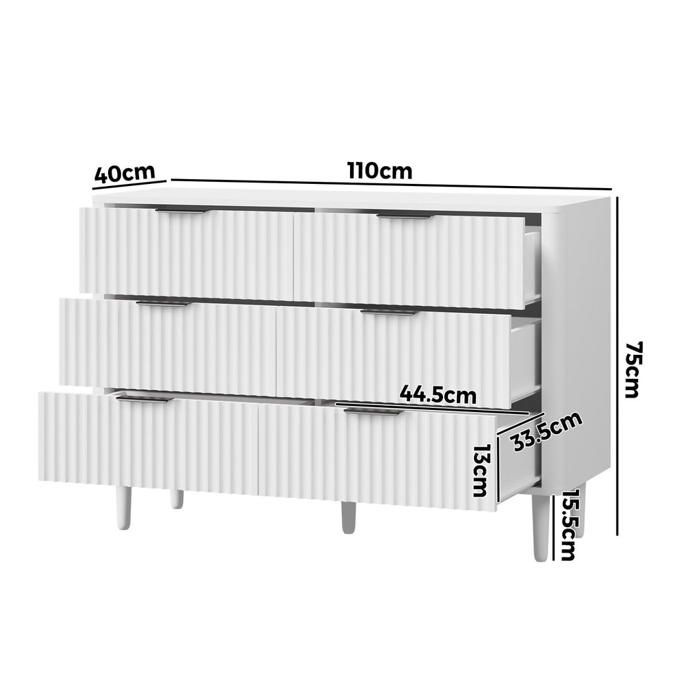 6 Chest of Drawers Dressers Lowboy Stripe White