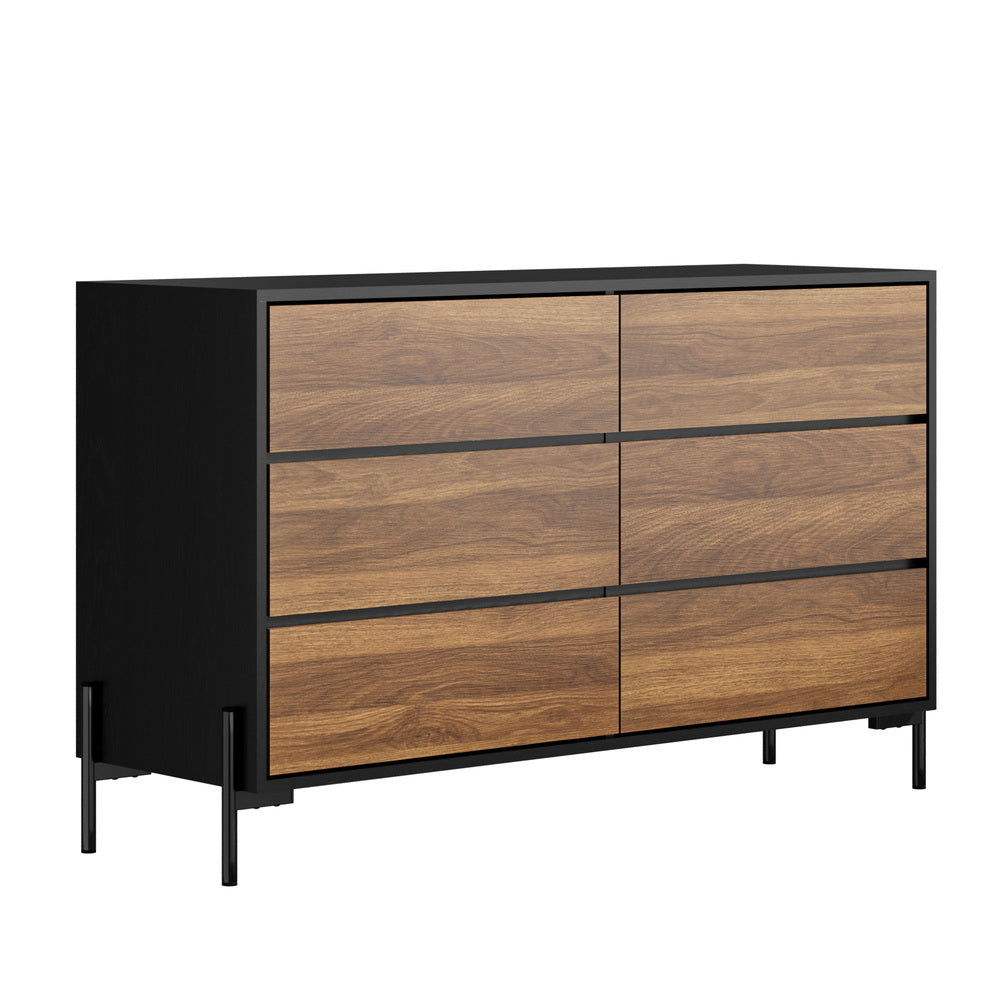6 Chest of Drawers Cabinet Dresser Table Lowboy Walnut