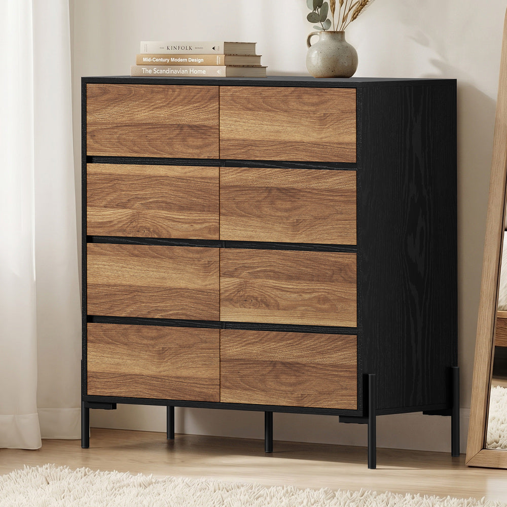 Tall 8 Drawer Chest Walnut 90x40x95.5cm