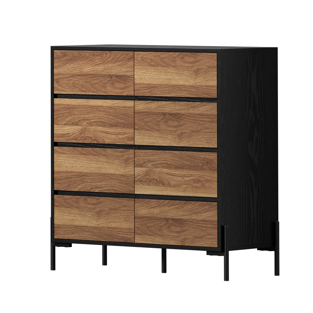 Tall 8 Drawer Chest Walnut 90x40x95.5cm