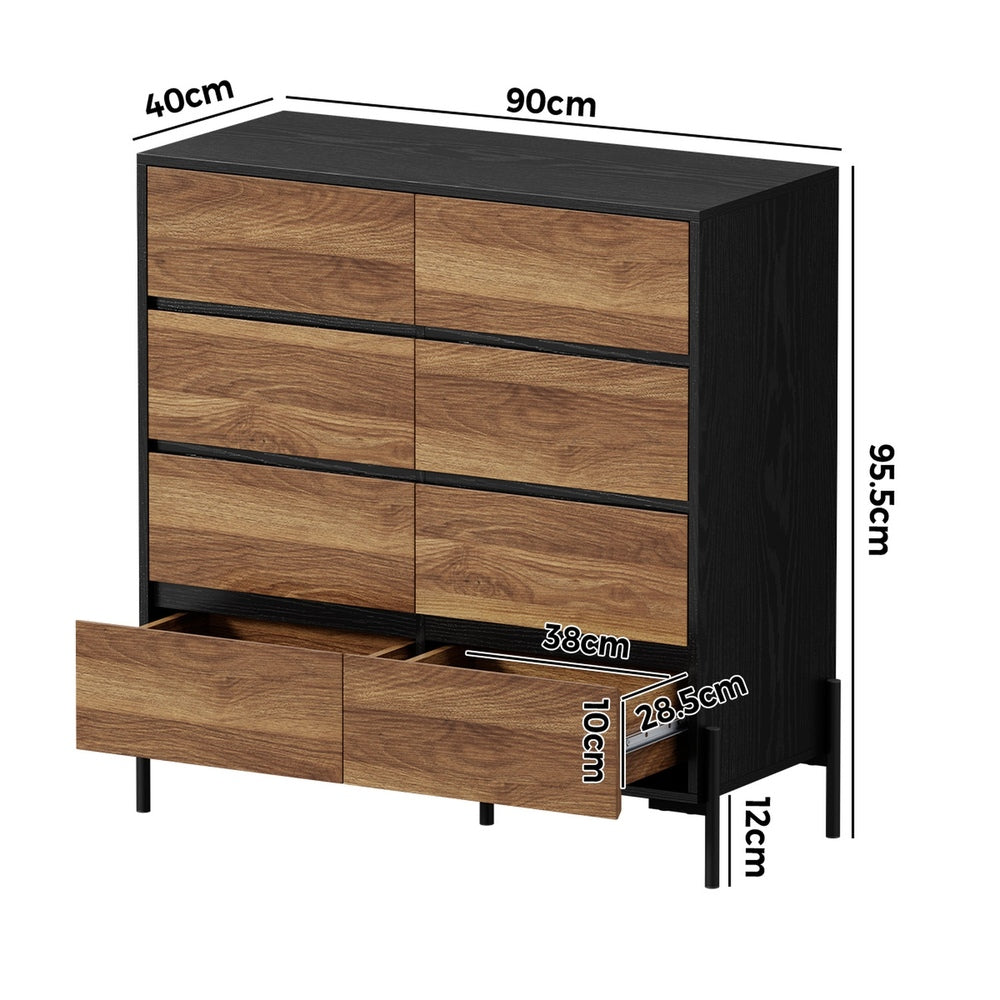 Tall 8 Drawer Chest Walnut 90x40x95.5cm