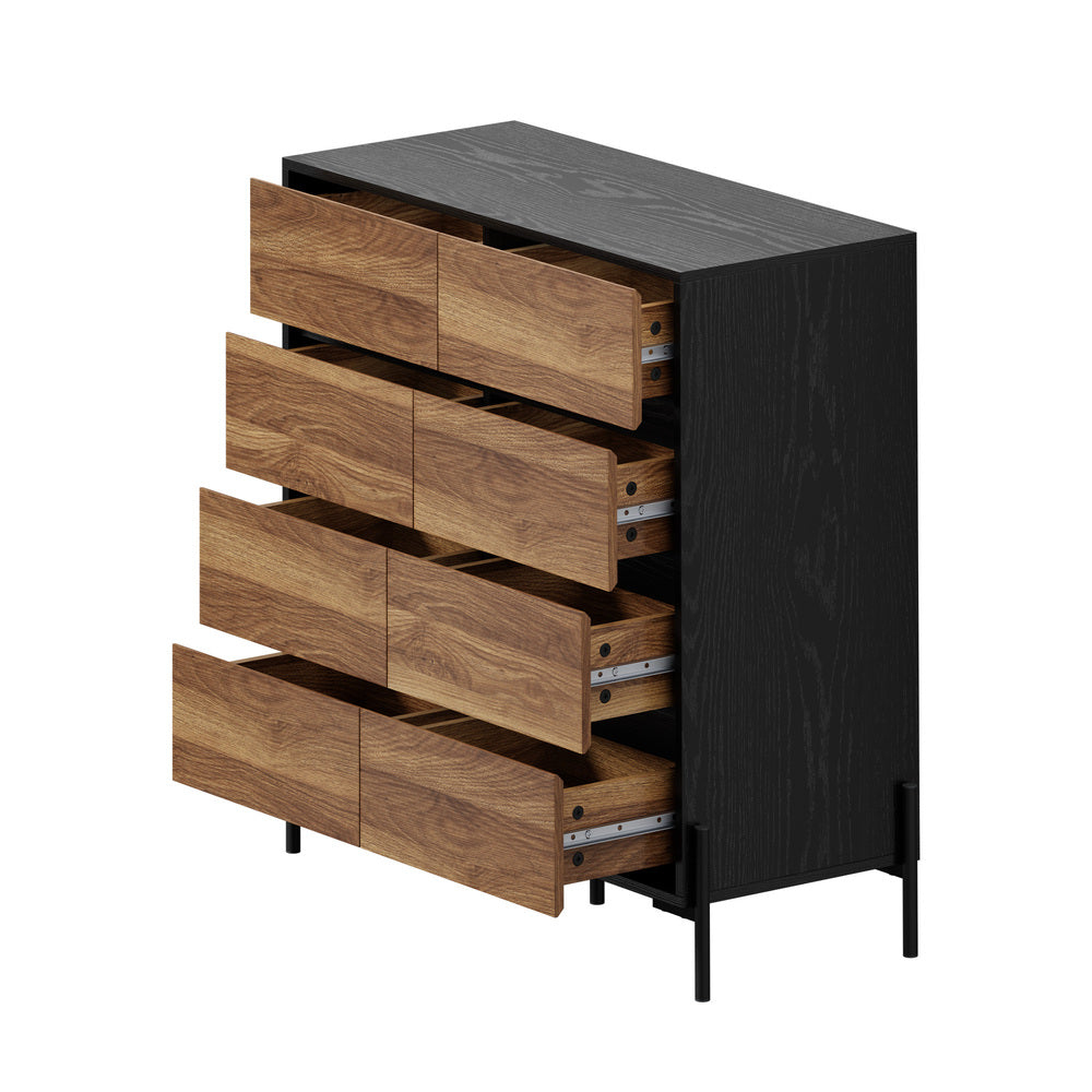 Tall 8 Drawer Chest Walnut 90x40x95.5cm