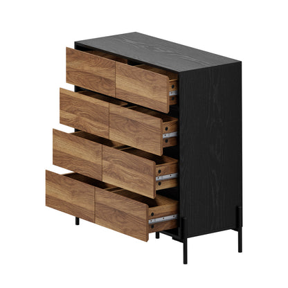 Tall 8 Drawer Chest Walnut 90x40x95.5cm