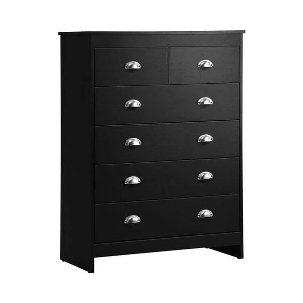  6 Chest of Drawers Tallboy Dresser Black