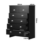 6 Chest of Drawers Tallboy Dresser Black