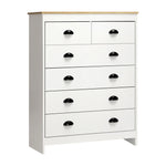 Tallboy Chest of Drawer Dresser 6 Drawers Bedroom Storage Cabinet Natural