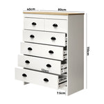 Tallboy Chest of Drawer Dresser 6 Drawers Bedroom Storage Cabinet Natural