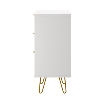 3 Chest of Drawers Dresser Storage Cabinet with Gold Handles White