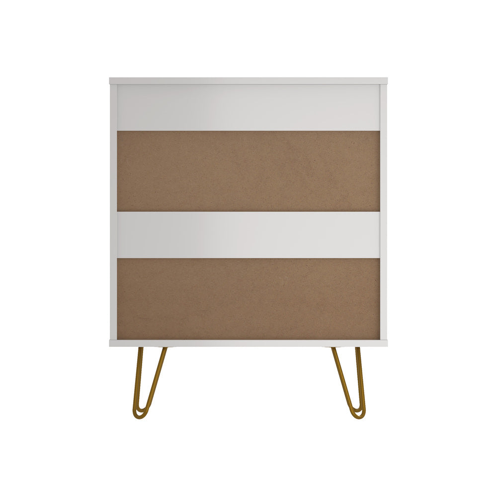 3 Chest of Drawers Dresser Storage Cabinet with Gold Handles White