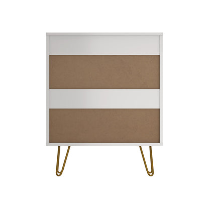 3 Chest of Drawers Dresser Storage Cabinet with Gold Handles White