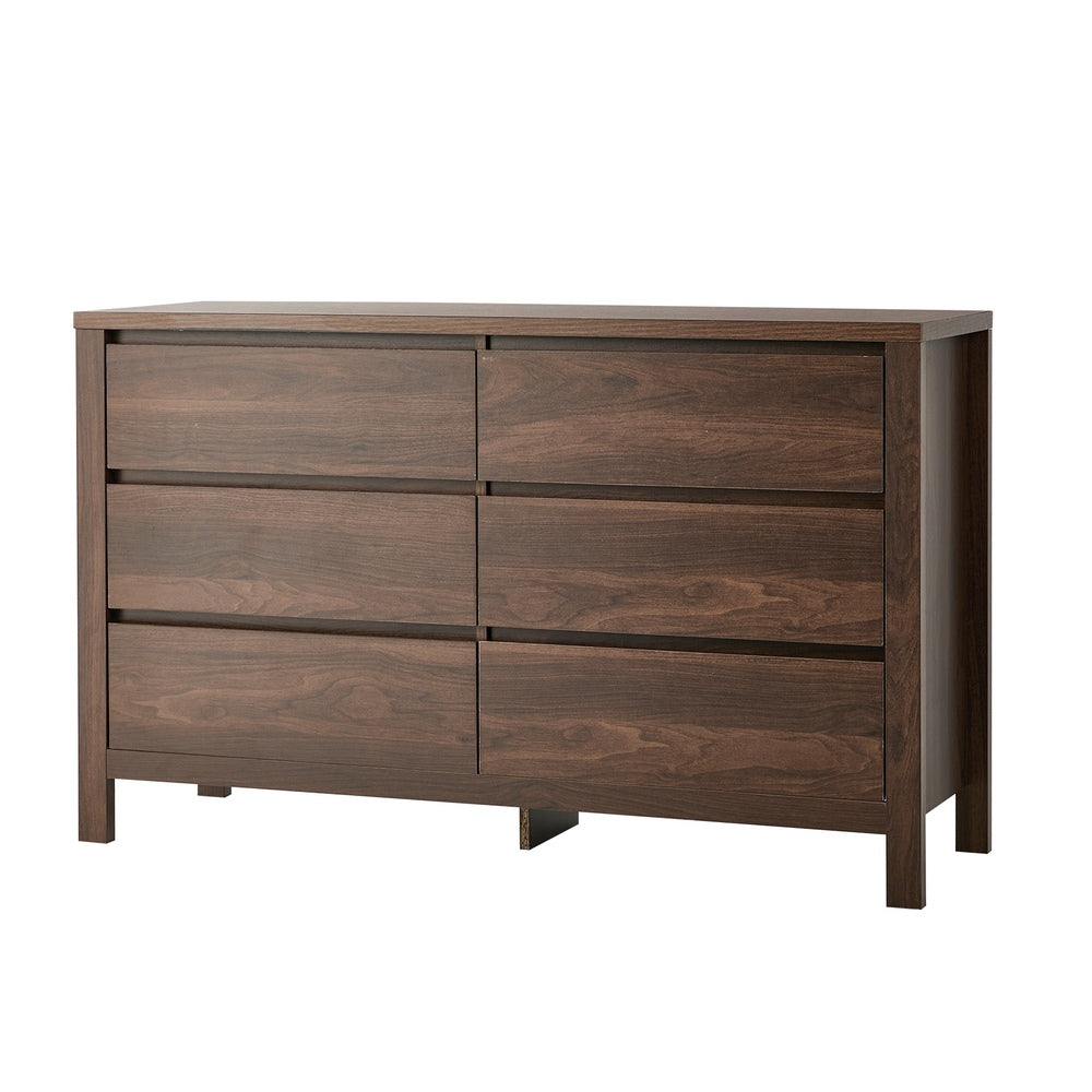 Lowboy Dresser Walnut 6 Drawer 120x39x75cm