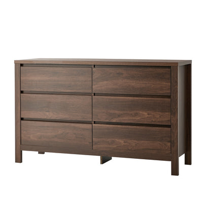 Lowboy Dresser Walnut 6 Drawer 120x39x75cm