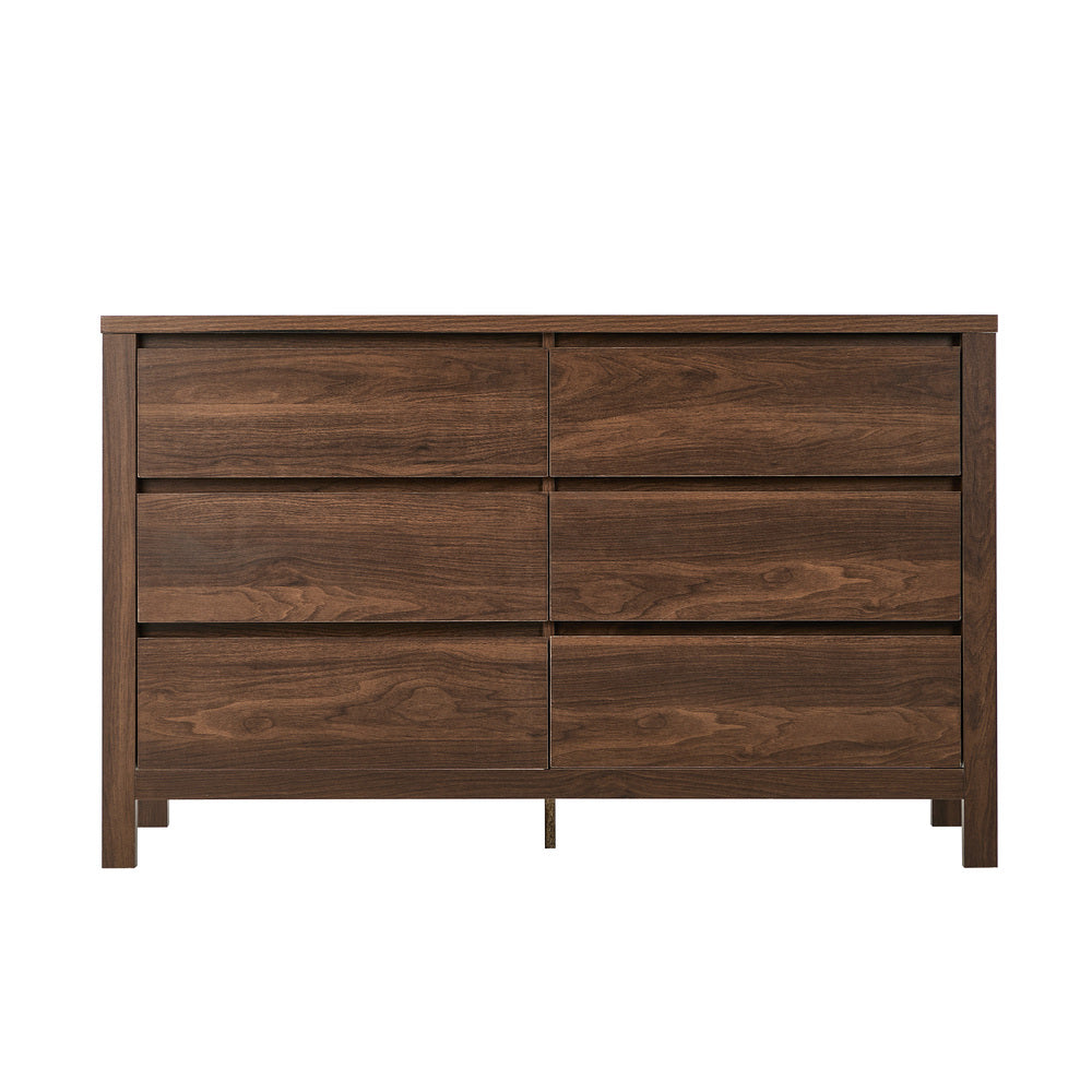 Lowboy Dresser Walnut 6 Drawer 120x39x75cm
