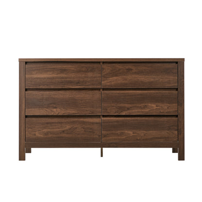 Lowboy Dresser Walnut 6 Drawer 120x39x75cm