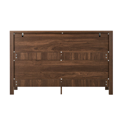 Lowboy Dresser Walnut 6 Drawer 120x39x75cm