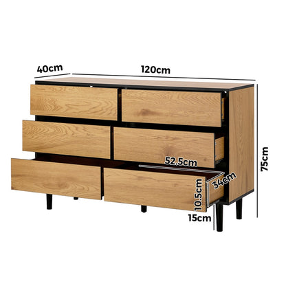 6 Chest of Drawers Lowboy Storage Natural