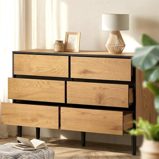 6 Chest of Drawers Lowboy Storage Natural
