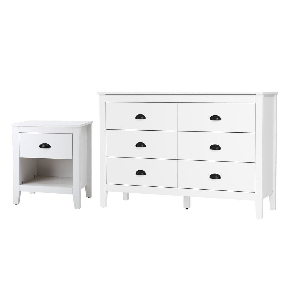 4/6 Chest of Drawers and Bedside Table Vintage Bedroom Set