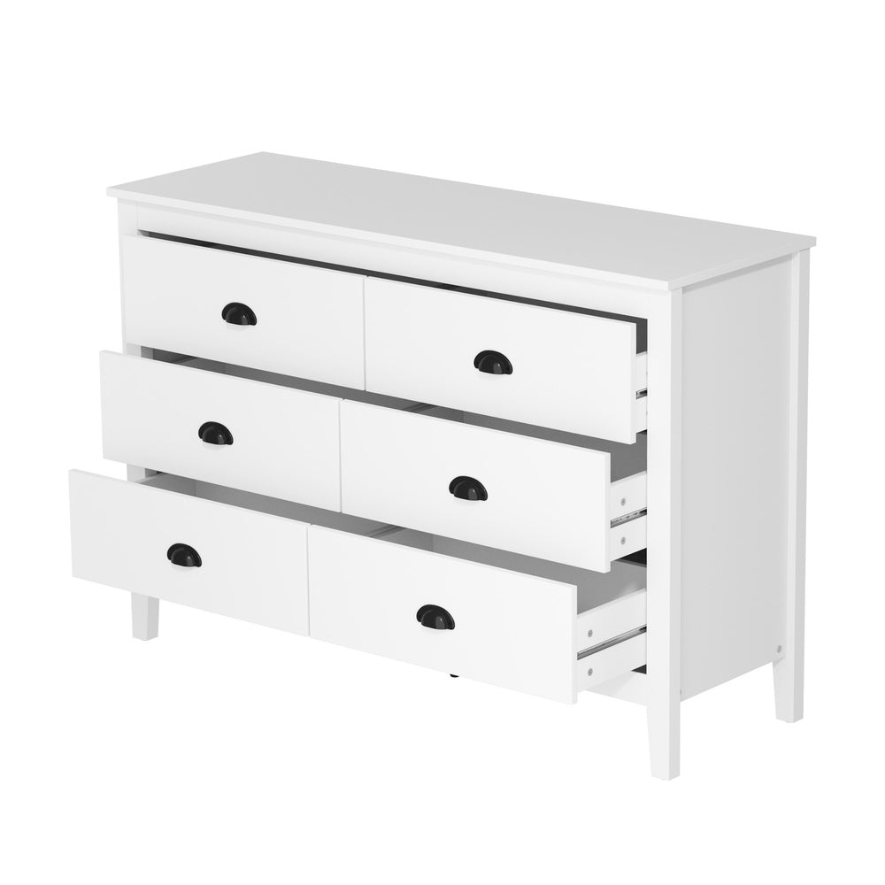 6 Chest of Drawers and 2 Bedside Tables Vintage Bedroom Set White