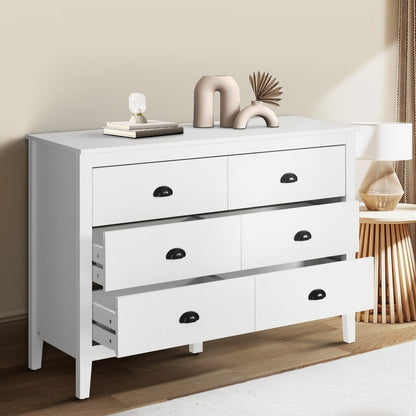 6 Chest of Drawers and 2 Bedside Tables Vintage Bedroom Set White